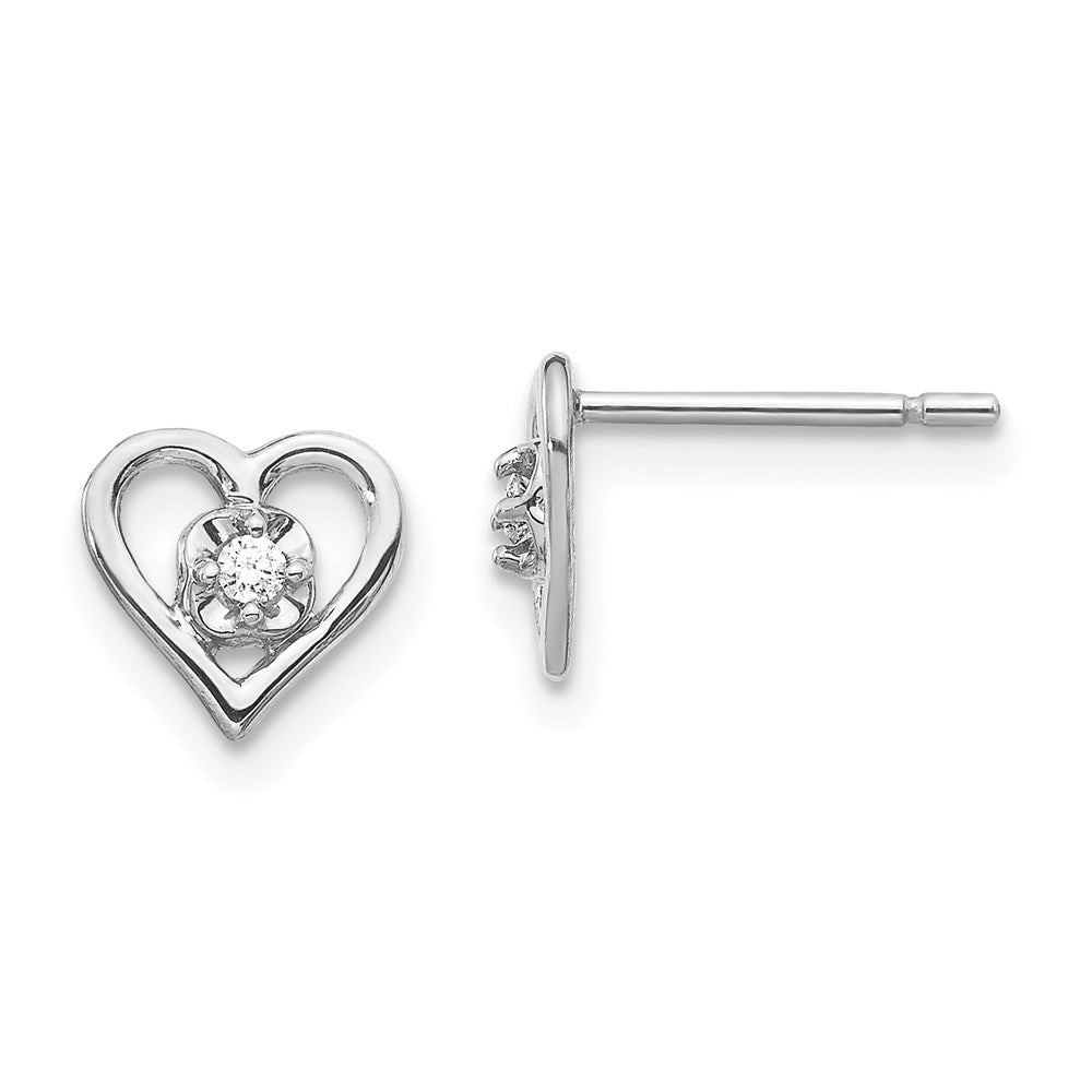 14k White Gold VS Real Diamond heart Earrings XE838WVS