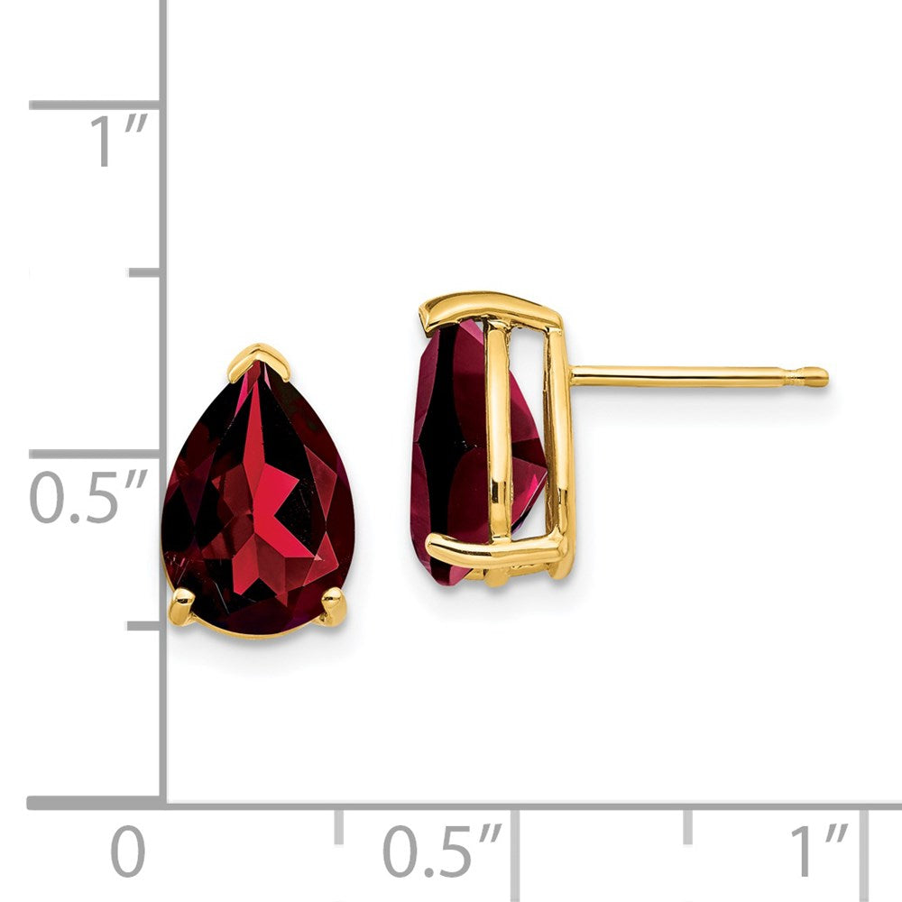 14k Yellow Gold Garnet Pear Stud Earrings XE83GA