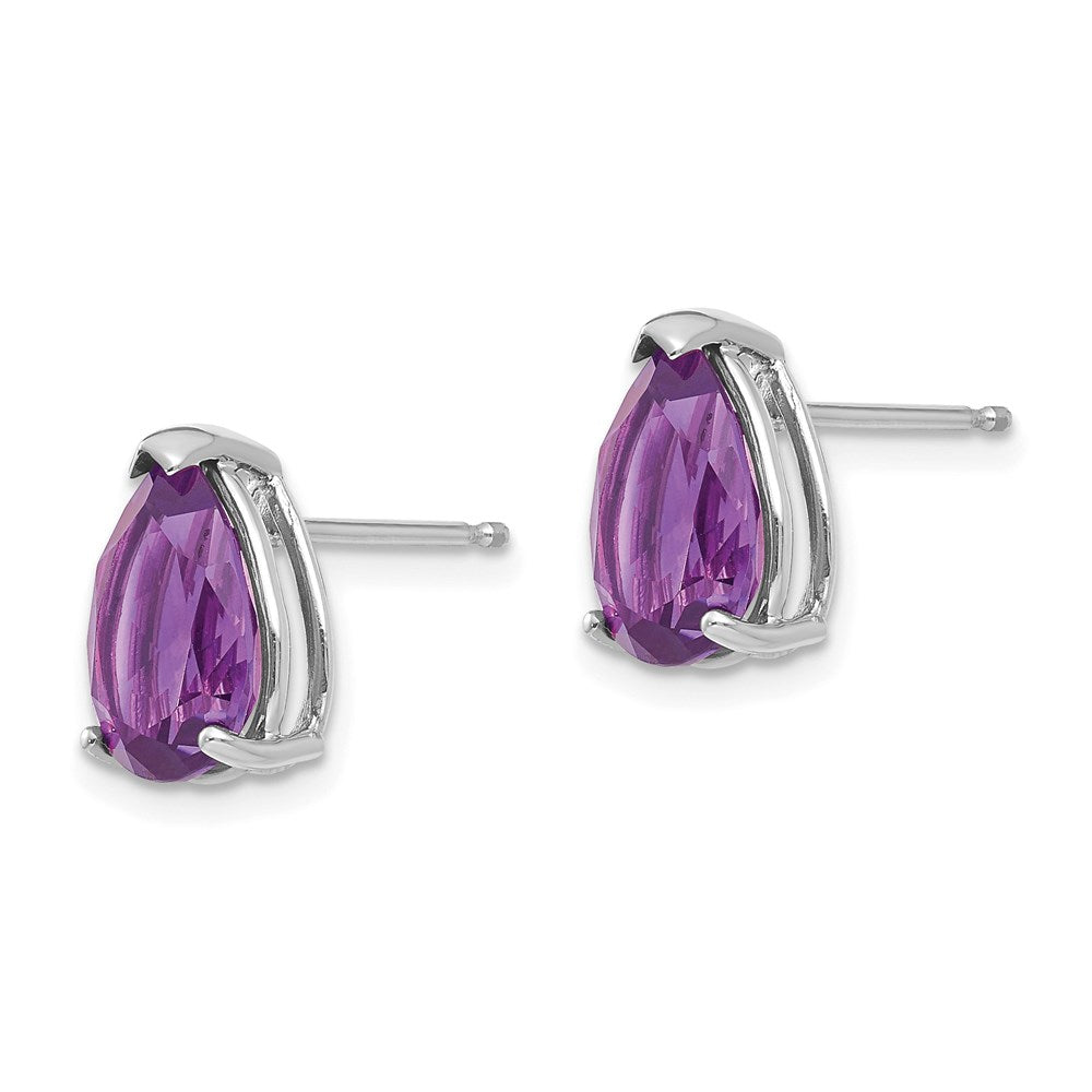 14k White Gold Amethyst Pear Stud Earrings XE83WAM