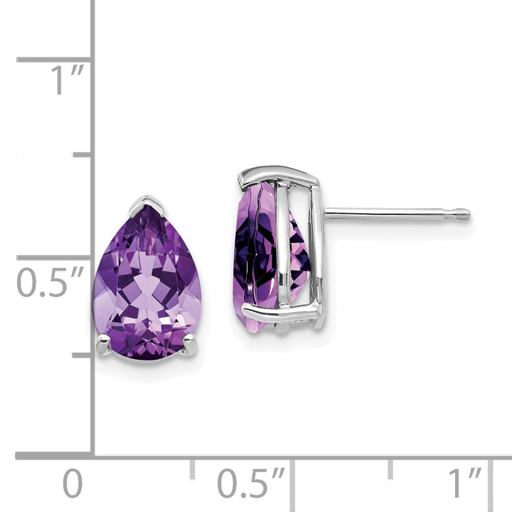 14k White Gold Amethyst Pear Stud Earrings XE83WAM