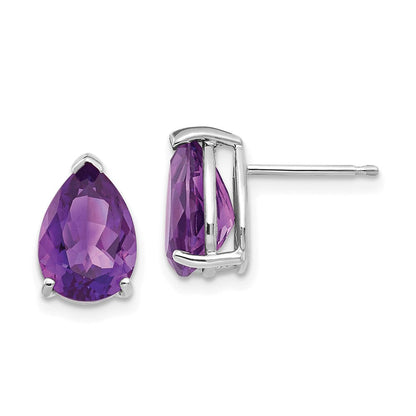 14k White Gold Amethyst Pear Stud Earrings XE83WAM
