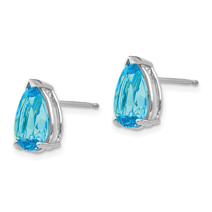 14k White Gold 10x7mm Pear Blue Topaz Earrings XE83WBT