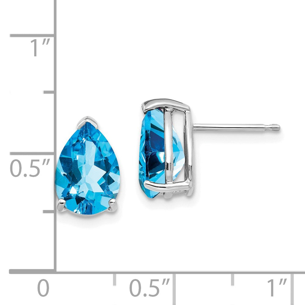 14k White Gold 10x7mm Pear Blue Topaz Earrings XE83WBT
