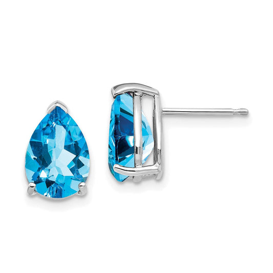 14k White Gold 10x7mm Pear Blue Topaz Earrings XE83WBT