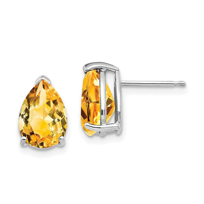 14k White Gold 10x7mm Pear Citrine Earrings XE83WCI