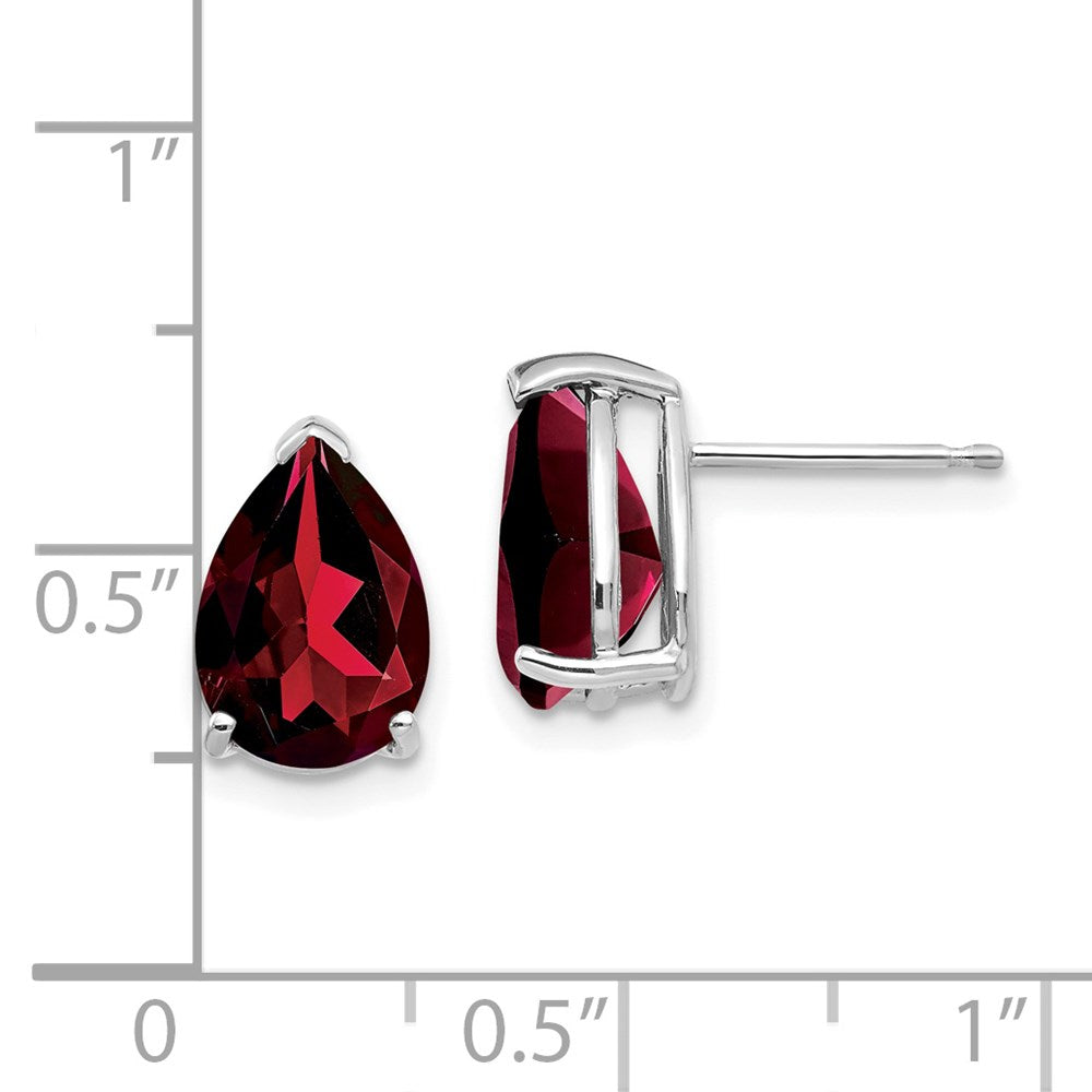 14k White Gold 10x7mm Pear Garnet Earrings XE83WGA