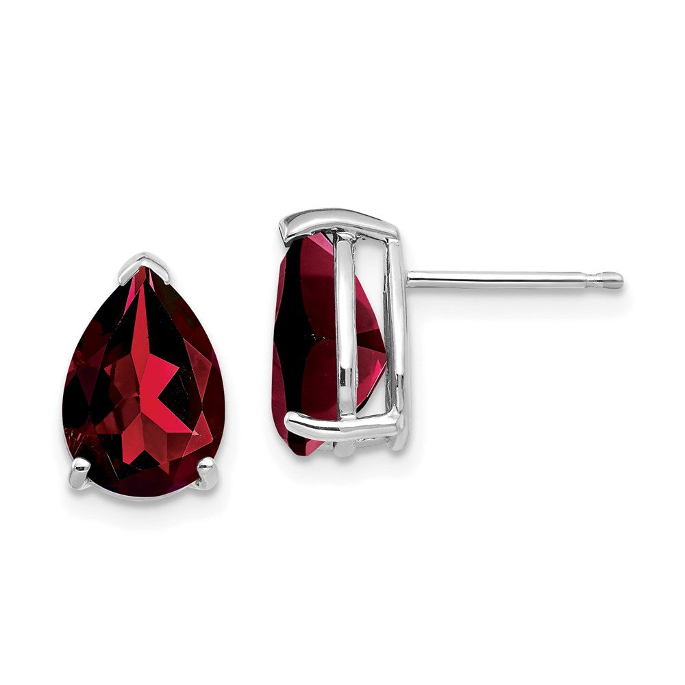 14k White Gold 10x7mm Pear Garnet Earrings XE83WGA
