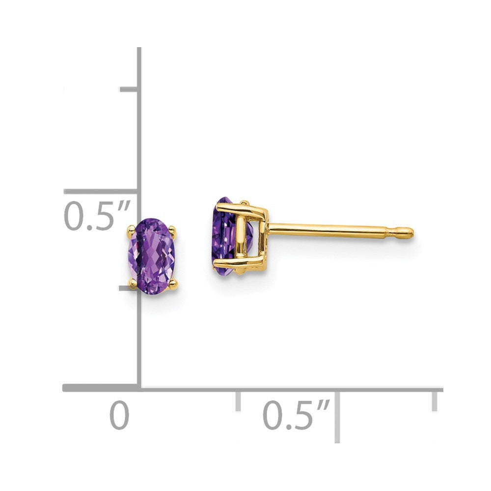 14k Yellow Gold 5x3mm Oval Amethyst Earrings XE85AM