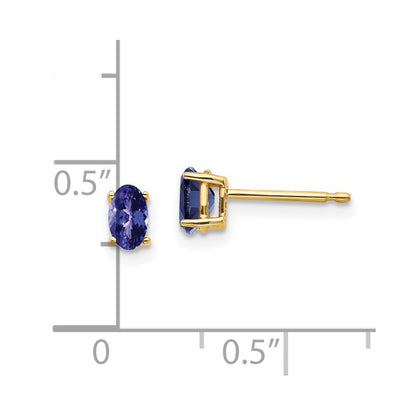 14k Yellow Gold 5x3mm Oval Tanzanite earring