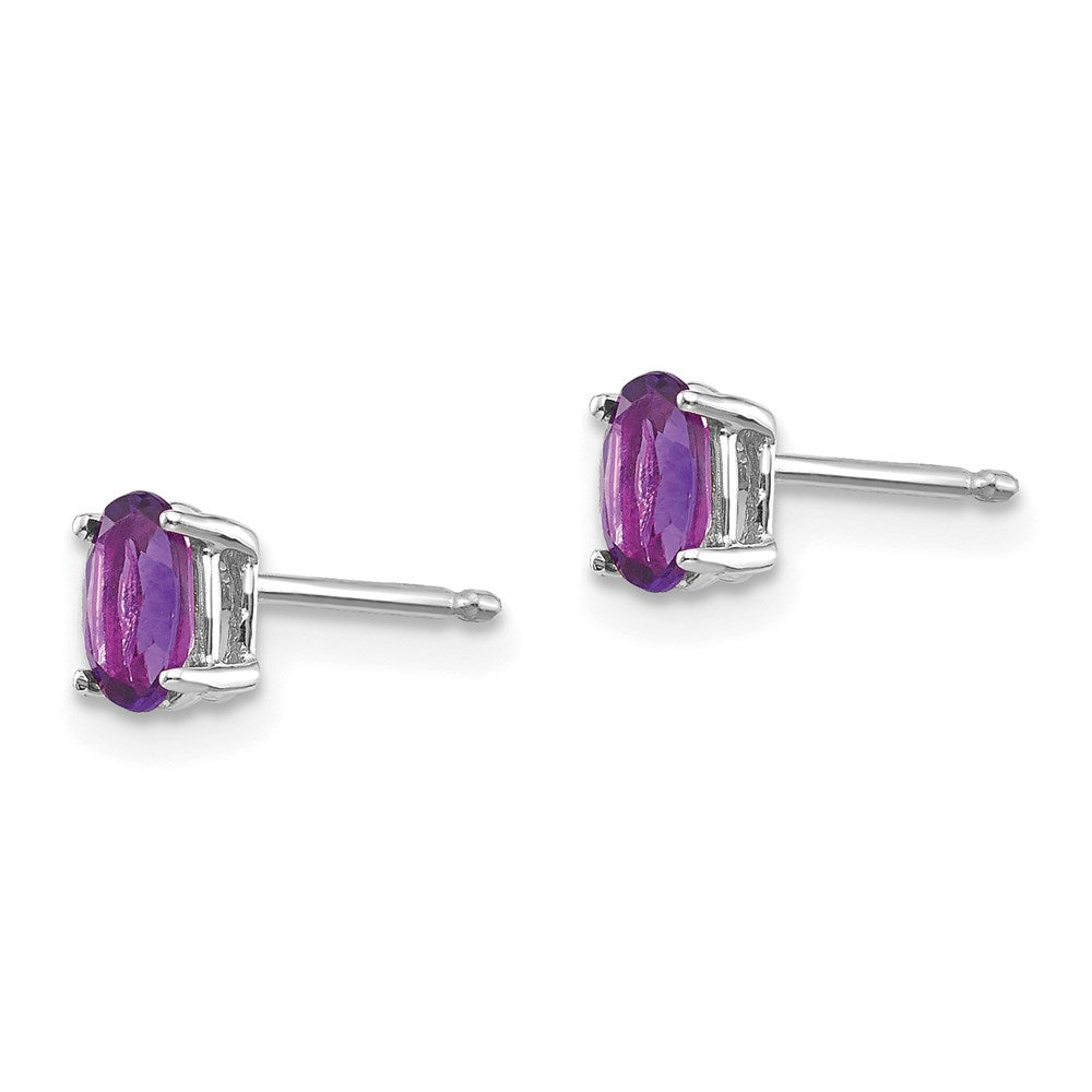 14k White Gold 5x3mm Oval Amethyst Earrings XE85WAM