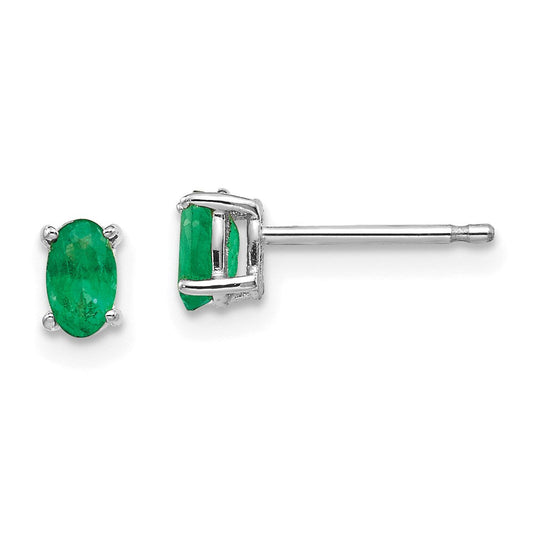 14k White Gold Emerald Earrings XE85WE-B