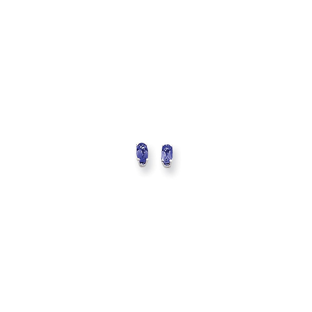 14k White Gold 5x3mm Oval Sapphire Earrings XE85WS