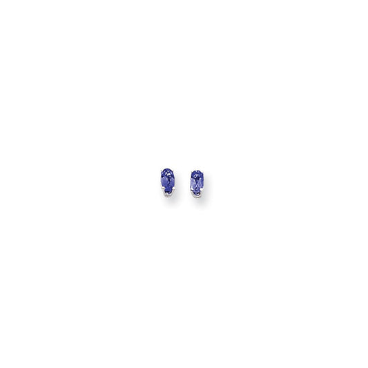 14k White Gold 5x3mm Oval Sapphire Earrings XE85WS