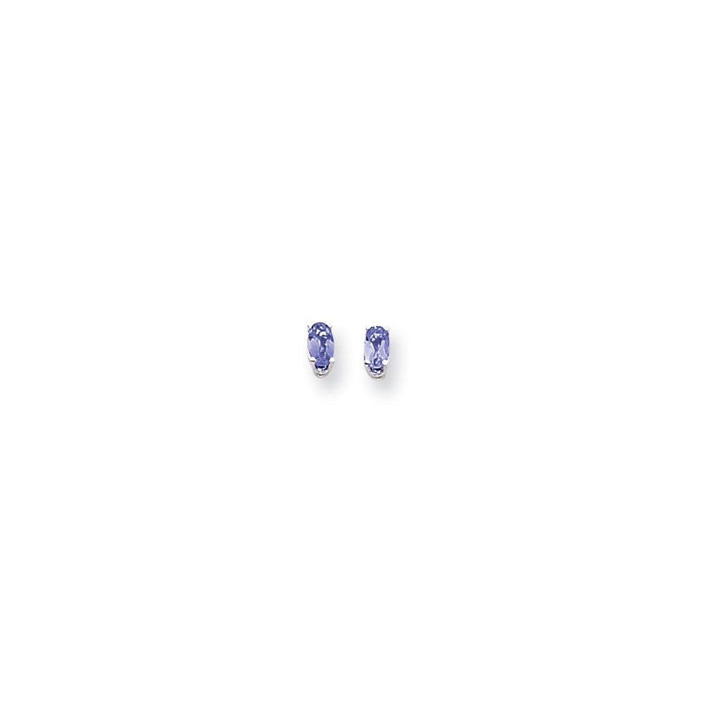 14k White Gold 5x3mm Oval Tanzanite earring