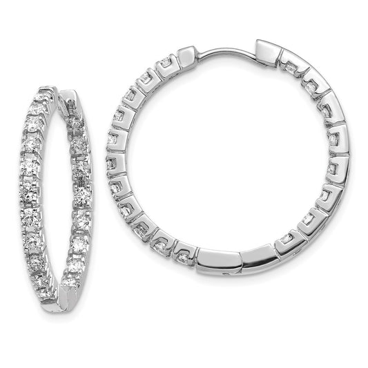 14k White Gold White Diamond Hinged Hoops Moutnings