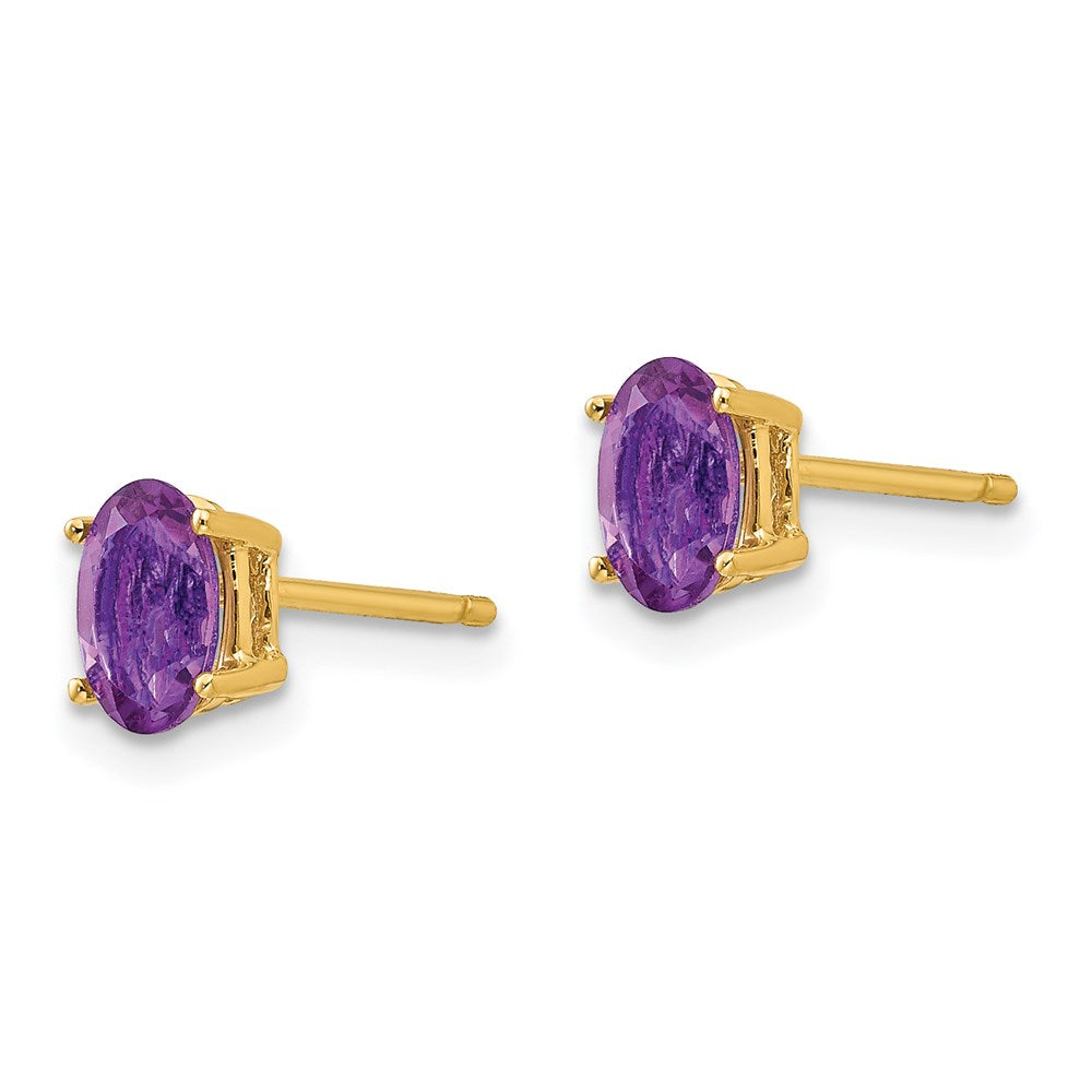 14k Yellow Gold 6x4mm Oval Amethyst Earrings XE86AM