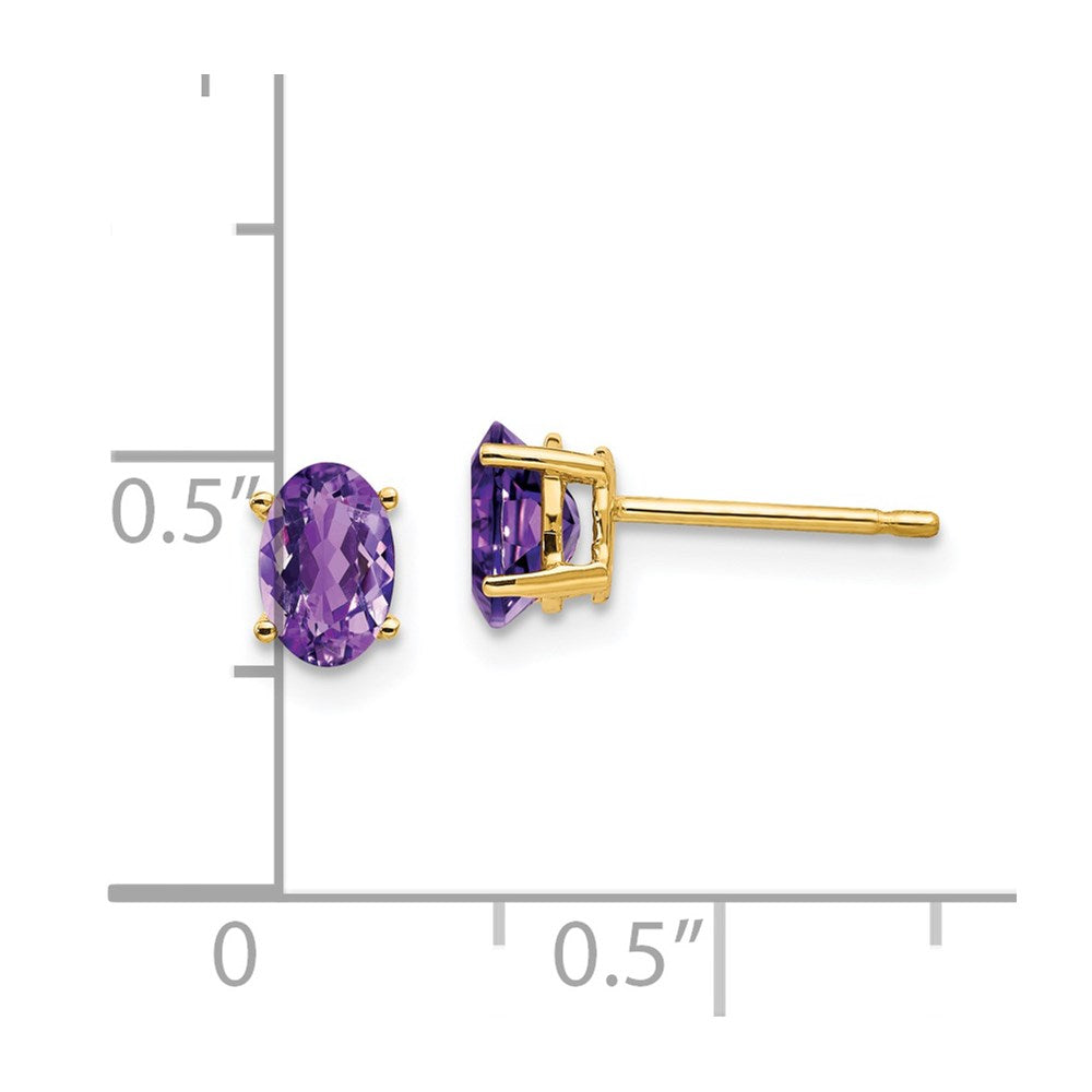 14k Yellow Gold 6x4mm Oval Amethyst Earrings XE86AM