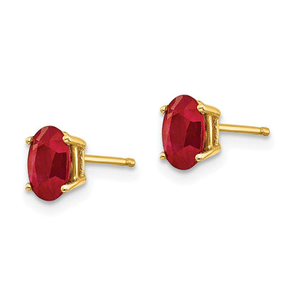 14k Yellow Gold Ruby Post Earrings XE86R-B