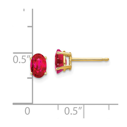 14k Yellow Gold Ruby Post Earrings XE86R-B