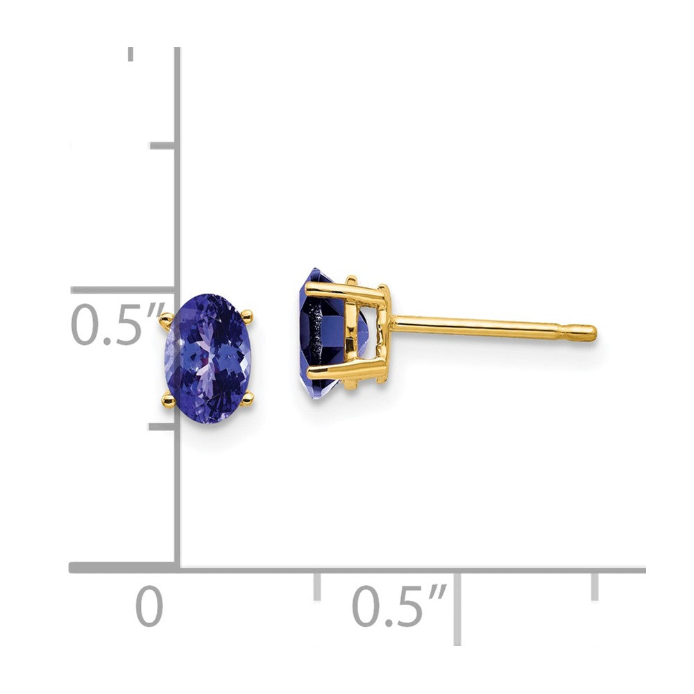 14k Yellow Gold 6x4mm Oval Tanzanite earring