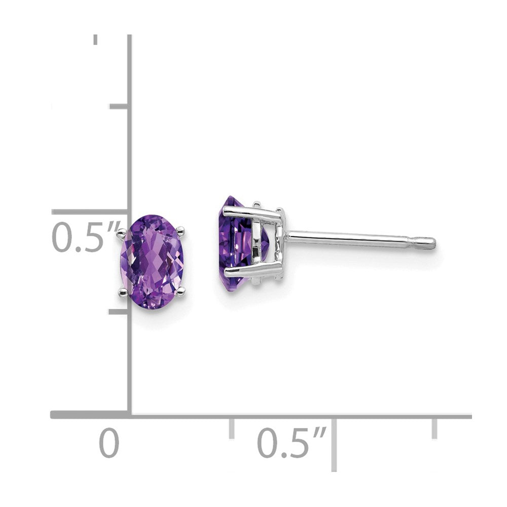 14k White Gold 6x4mm Oval Amethyst Earrings XE86WAM