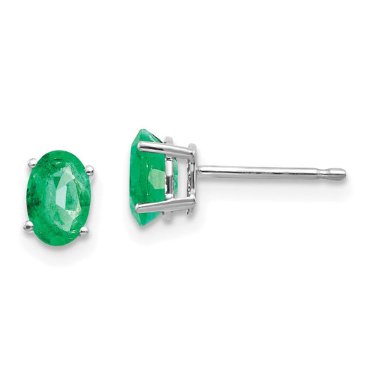 14k White Gold Emerald Earrings XE86WE-B
