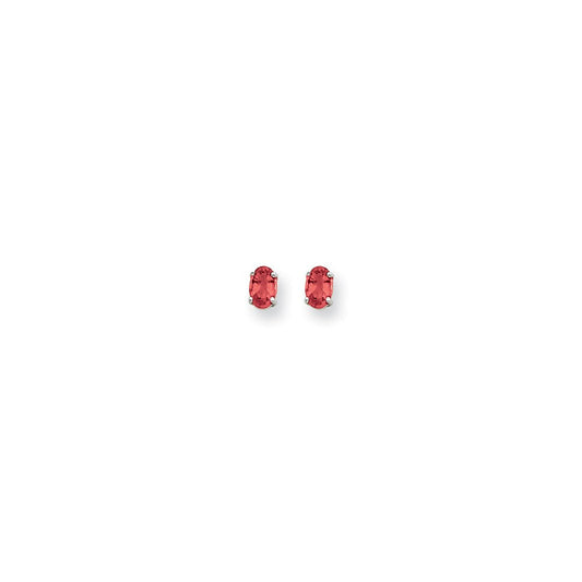 14k White Gold 6x4mm Oval Ruby Earrings XE86WR