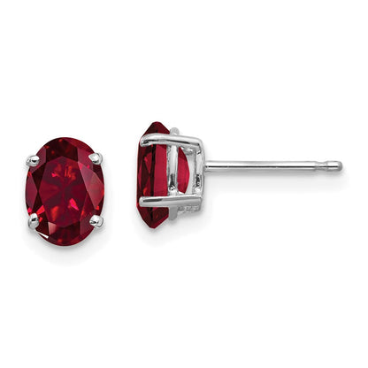14k White Gold 7x5mm Oval Created Ruby Earrings XE87WCR