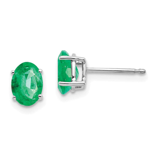 14k White Gold Emerald Earrings XE87WE-B
