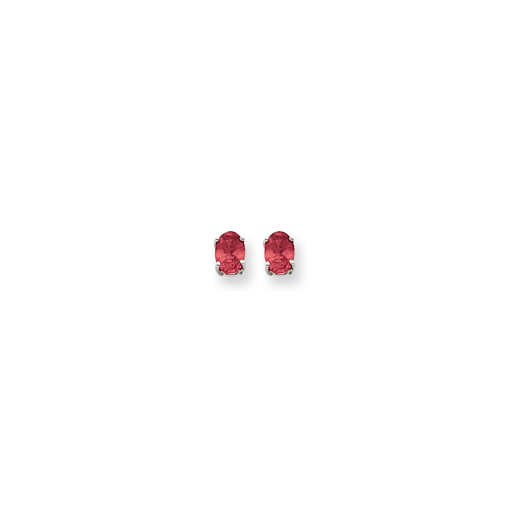 14k White Gold 7x5mm Oval Ruby Earrings XE87WR