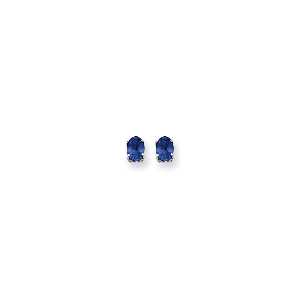 14k White Gold 7x5mm Oval Sapphire Earrings XE87WS