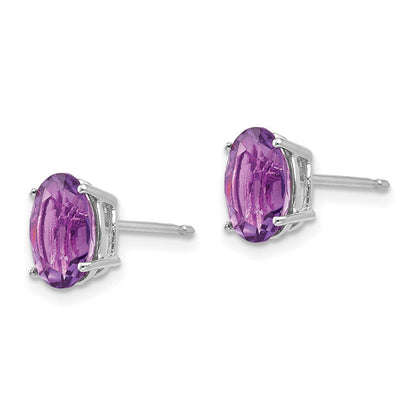 14k White Gold 8x6mm Oval Amethyst Earrings XE88WAM