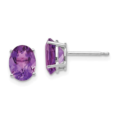 14k White Gold 8x6mm Oval Amethyst Earrings XE88WAM
