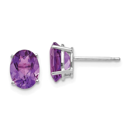14k White Gold 8x6mm Oval Amethyst Earrings XE88WAM