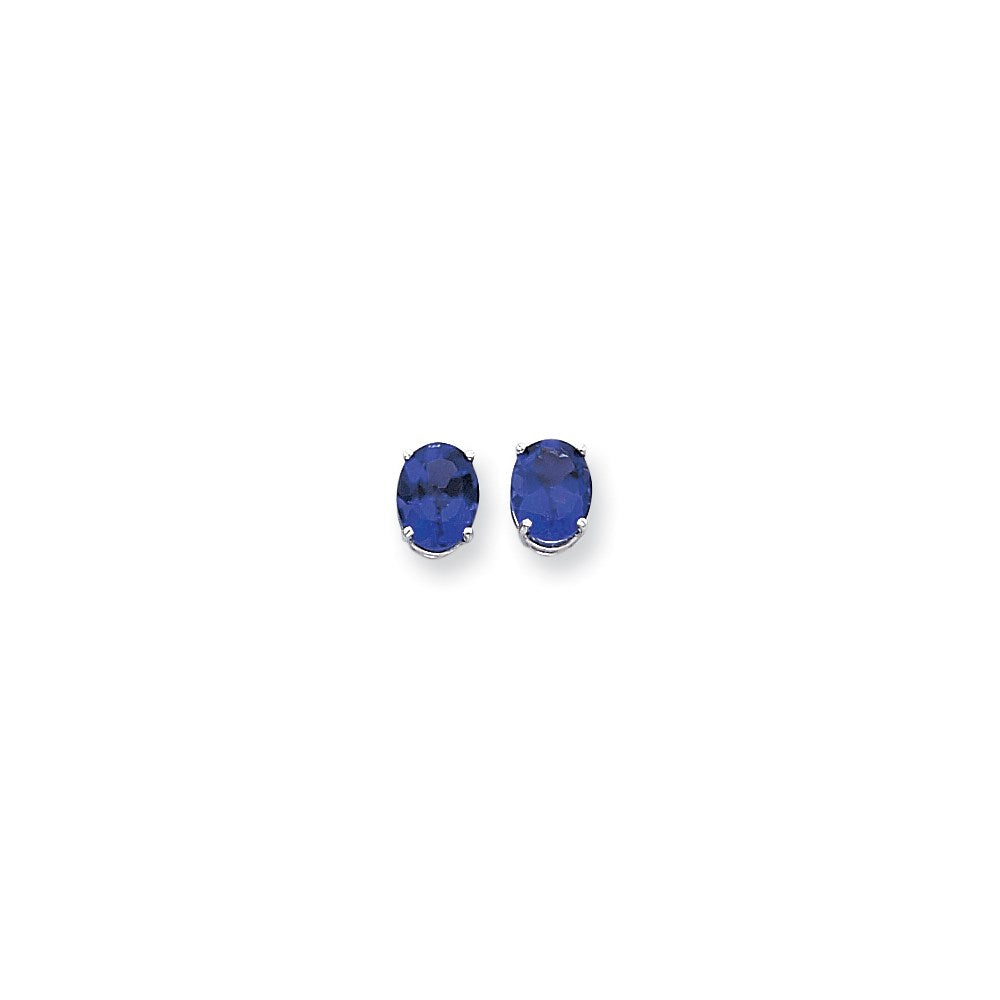 14k White Gold 9x7mm Oval Sapphire Earrings XE89WS