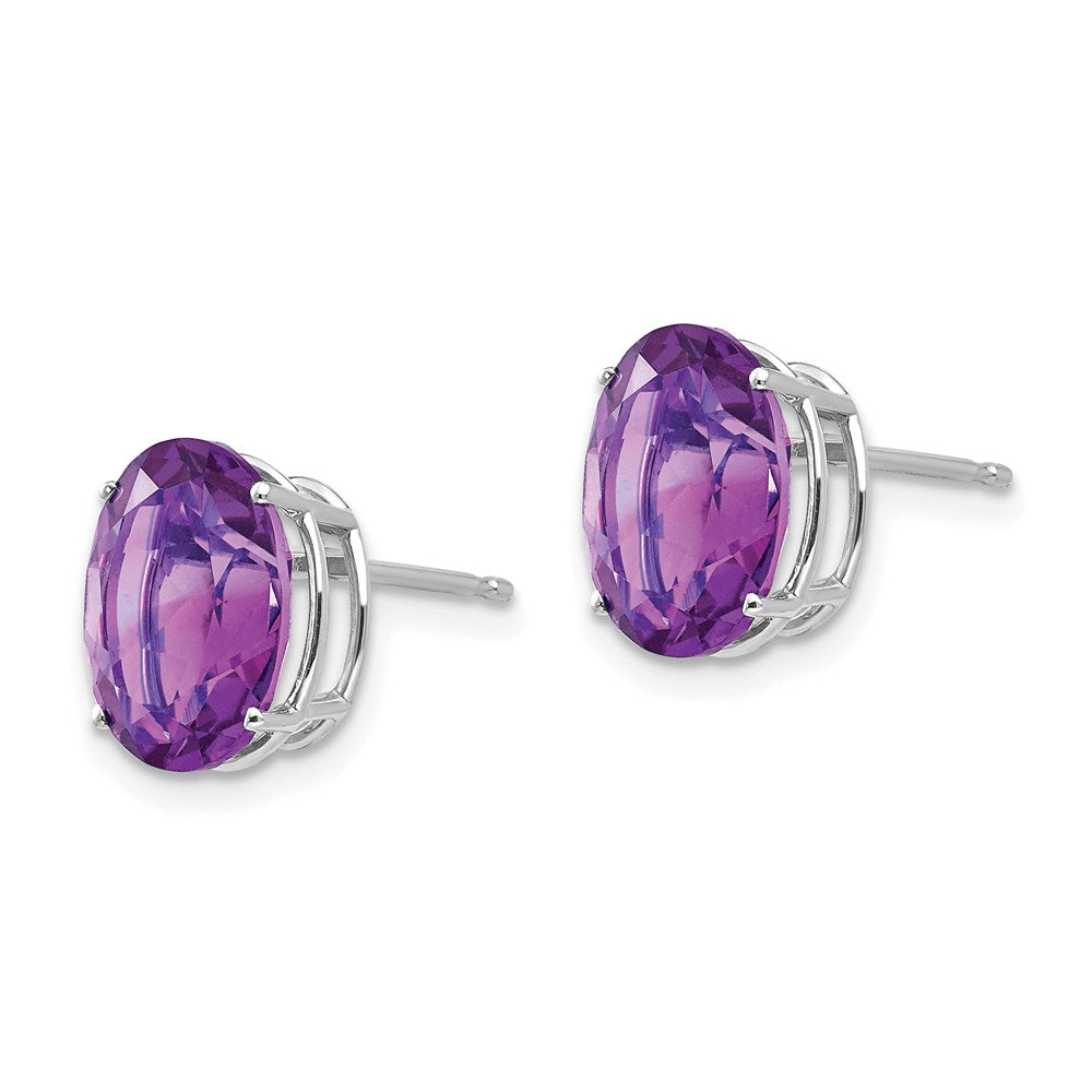 14k White Gold 10x8mm Oval Amethyst Earrings XE90WAM