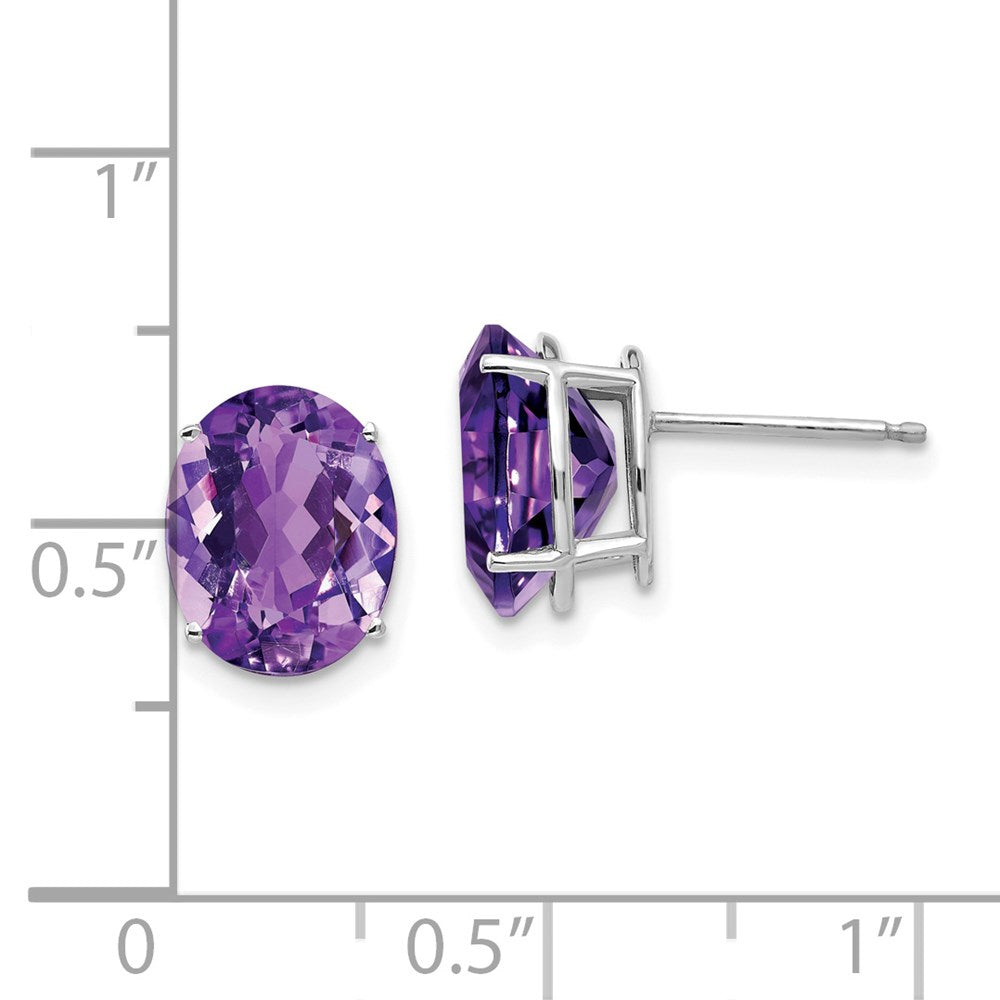 14k White Gold 10x8mm Oval Amethyst Earrings XE90WAM