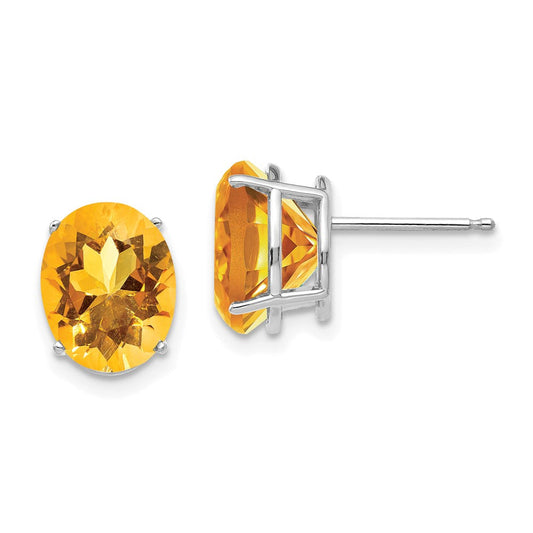 14k White Gold 10x8mm Oval Citrine Earrings XE90WCI