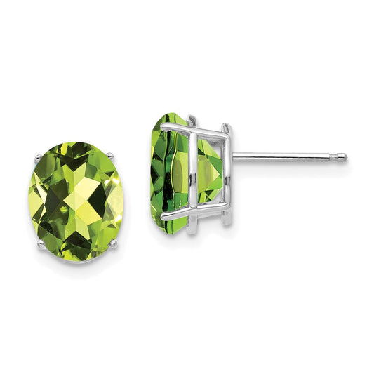 14k White Gold 10x8mm Oval Peridot Earrings XE90WPE