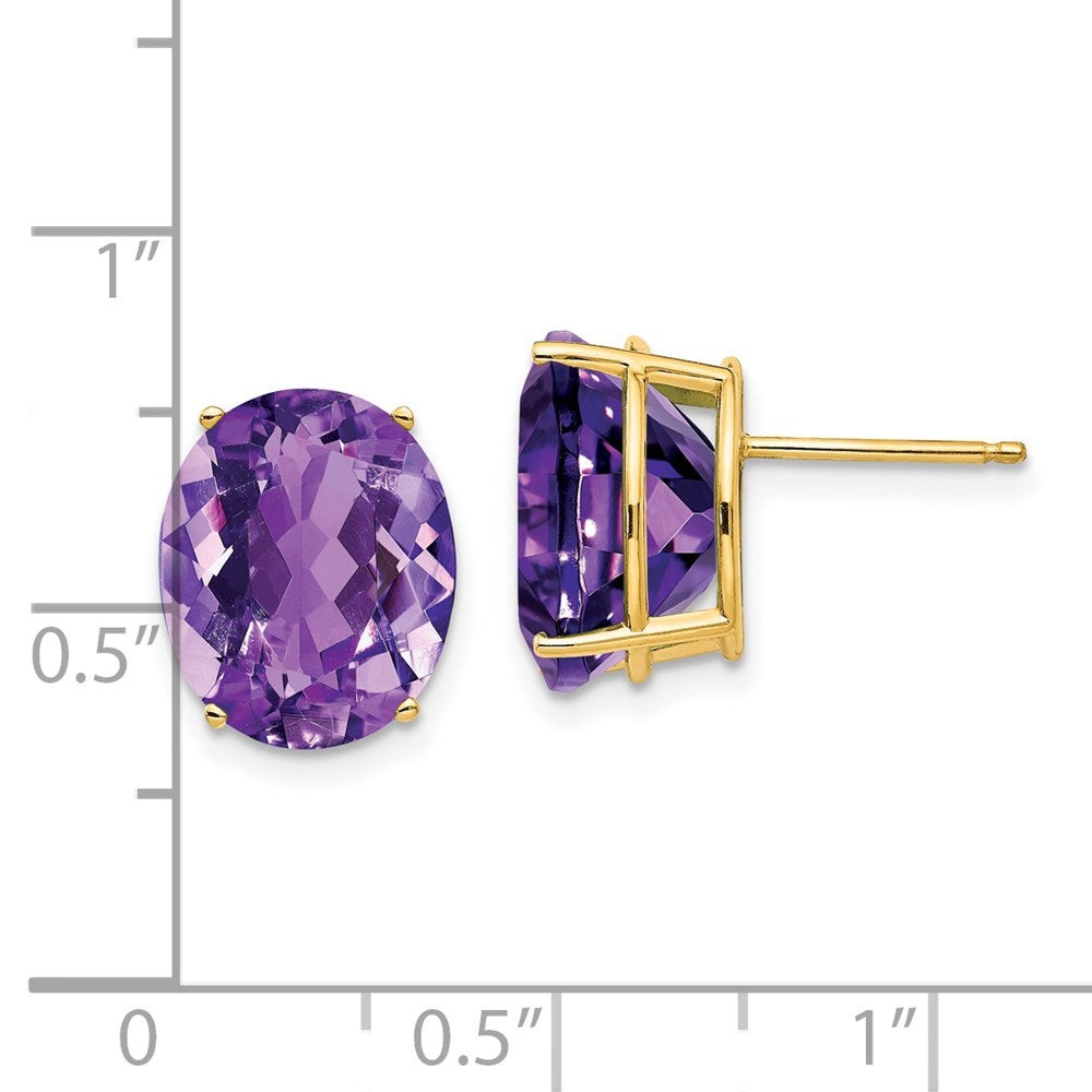 14k Yellow Gold 12x10mm Oval Amethyst Earrings XE91AM