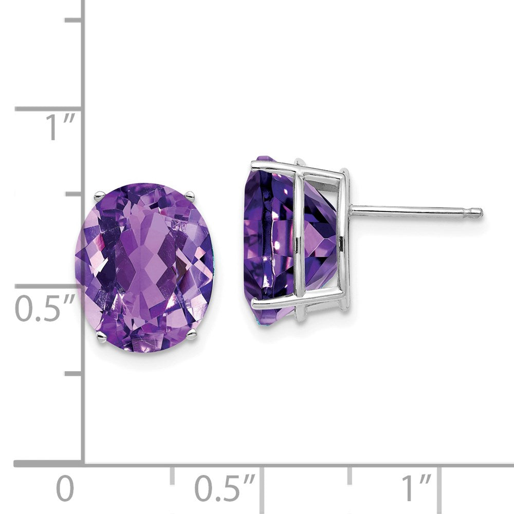 14k White Gold Amethyst Oval Stud Earrings XE91WAM