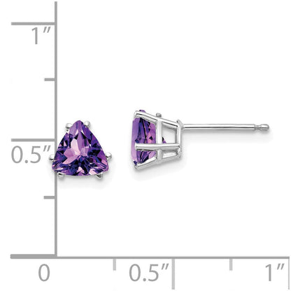 14k White Gold 6mm Trillion Amethyst Earrings XE94WAM