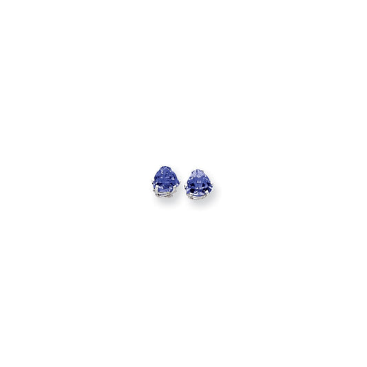 14k White Gold 6mm Sapphire Earrings XE94WS