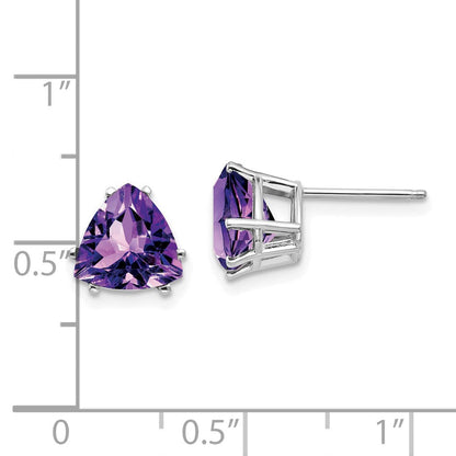 14k White Gold Amethyst Trillion Stud Earrings XE96WAM