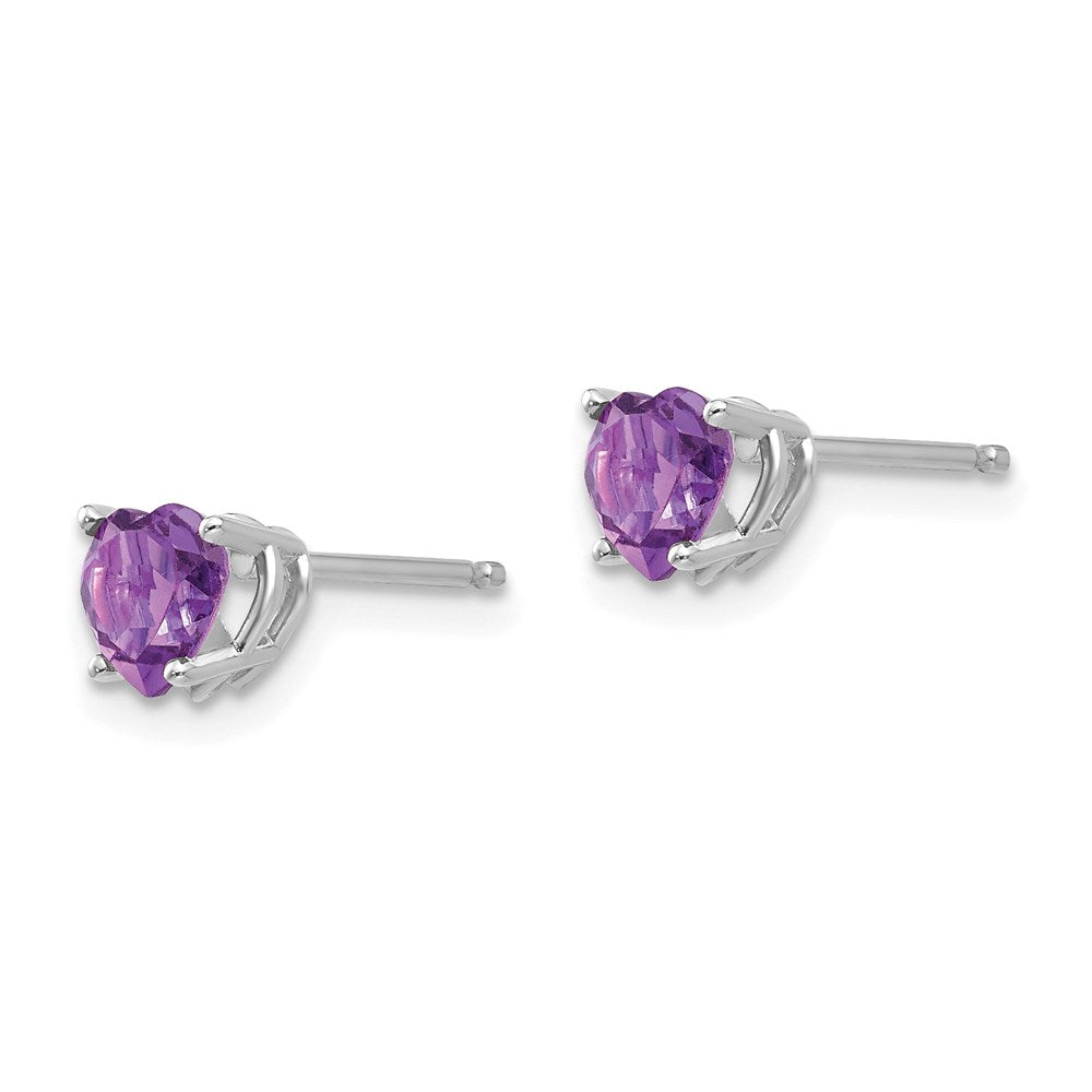 14k White Gold 5mm Heart Amethyst Earrings XE97WAM