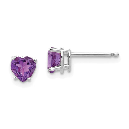 14k White Gold 5mm Heart Amethyst Earrings XE97WAM