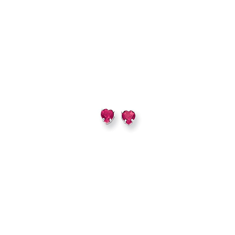 14k White Gold 5mm Heart Pink Sapphire Earrings XE97WSP