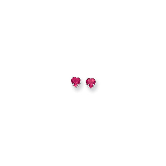 14k White Gold 5mm Heart Pink Sapphire Earrings XE97WSP