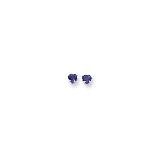 14k White Gold 5mm Heart Sapphire Earrings XE97WS
