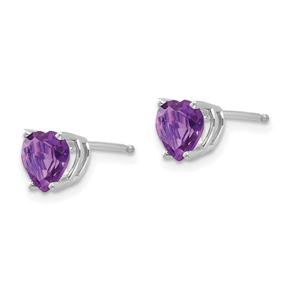 14k White Gold 6mm Heart Amethyst Earrings XE98WAM